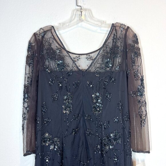 Gray Cocktail Party Dress Beaded Sequin Formal 10 - Picture 4 of 12